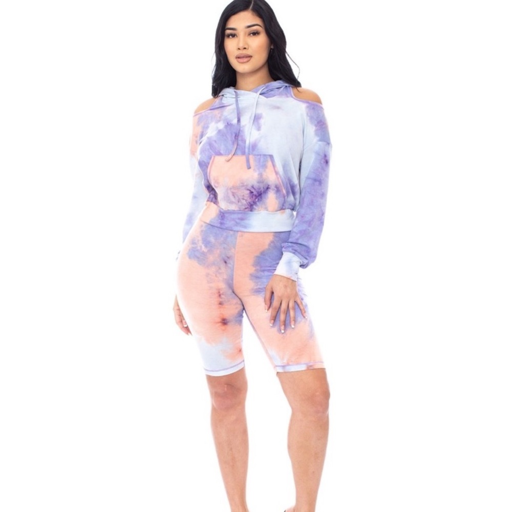 Tie-Dye Hoodie and Shorts Set